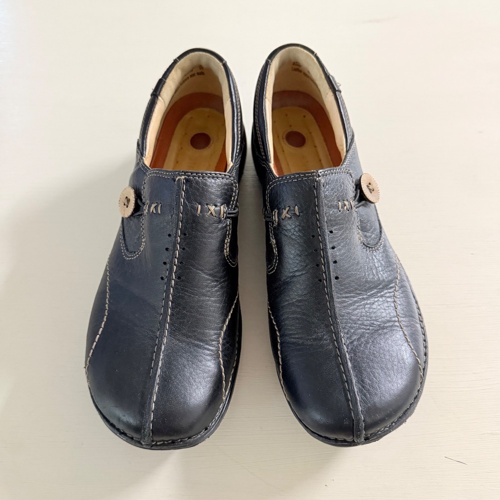Clarks Unstructured Un.Loop Black Leather Loafers Shoes 8N 85071